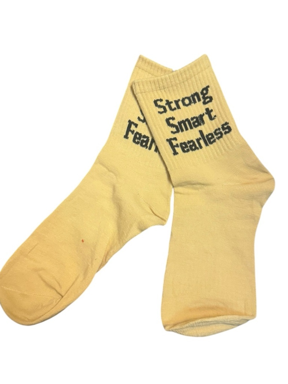 STRONG, SMART, FEARLESS Crew Socks Women’s OS Gift NWOT Gold Black NWOT Cancer
